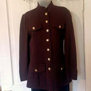 ST JOHN  Chocalate Brown Knit Sweater Jacket Coat Cardigan sz 6